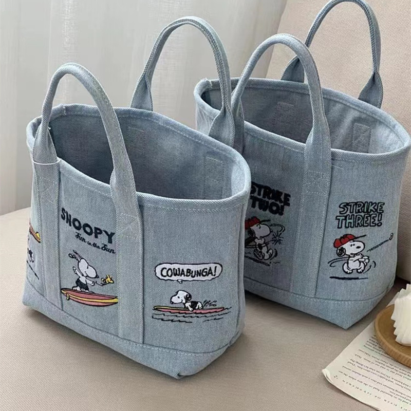 New Snoopy Comic Denim Tote, L - Embroidery Job ulasan dan harga