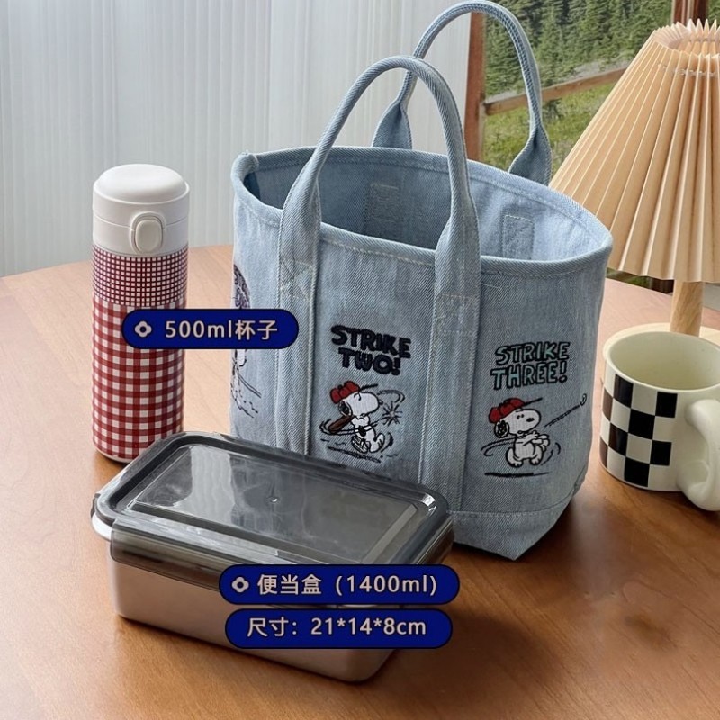 New Snoopy Comic Denim Tote, L - Embroidery Job ulasan dan harga