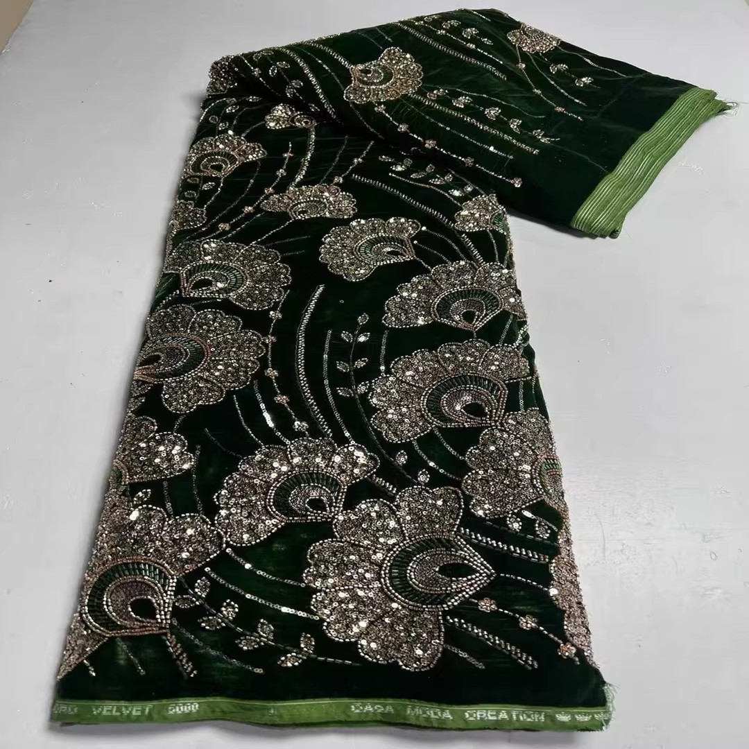 5yard New velvet tela Sequin b - Velvet Fabric Embroidery ulasan dan harga