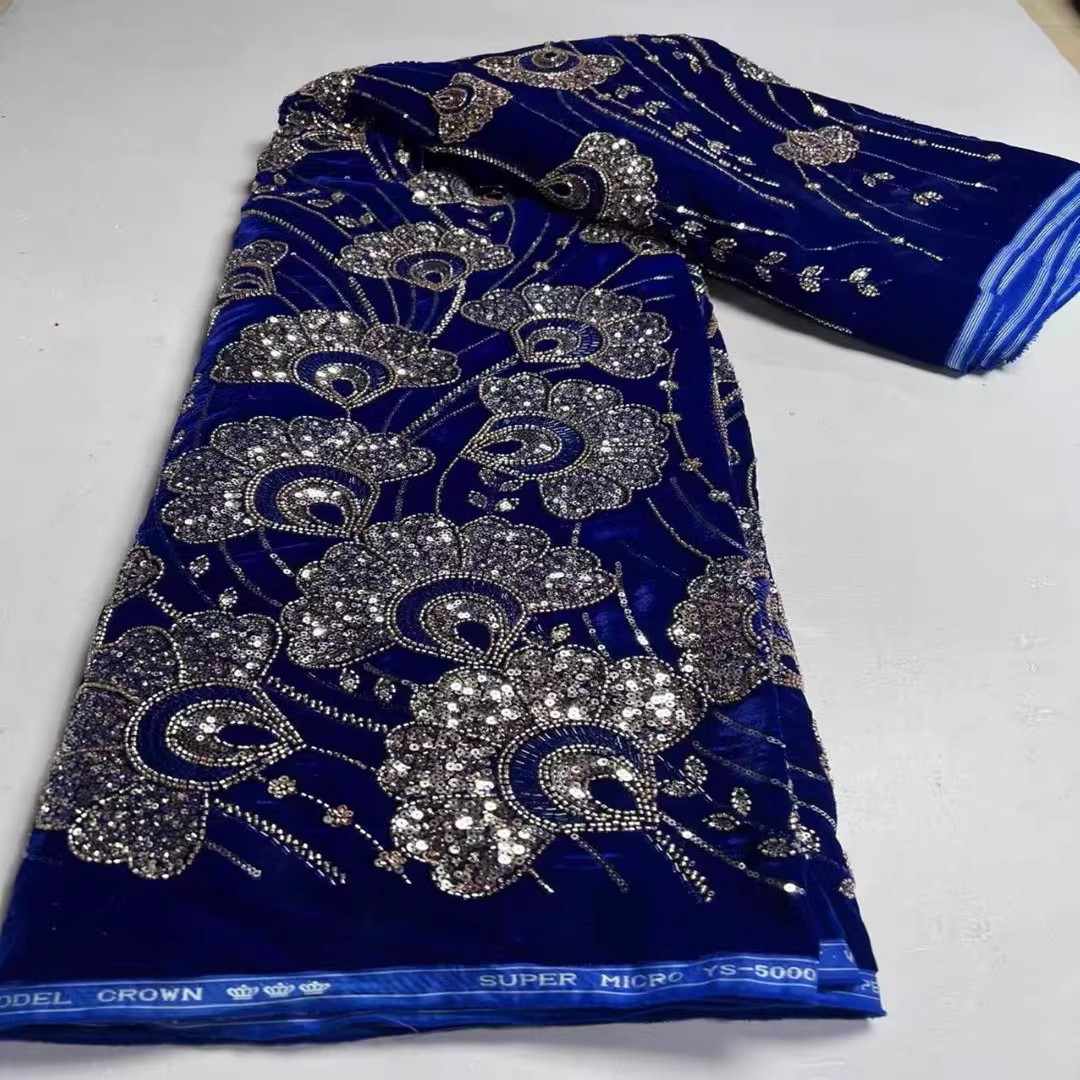 5yard New velvet tela Sequin b - Velvet Fabric Embroidery ulasan dan harga