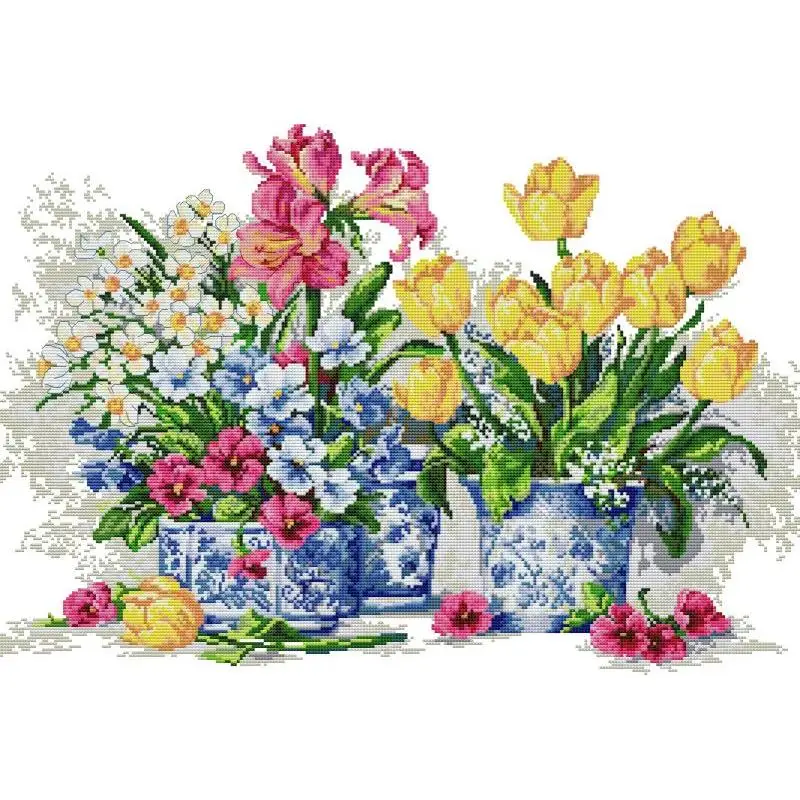 Potted Flowers NKF Counted Cro - Embroidery Job ulasan dan harga