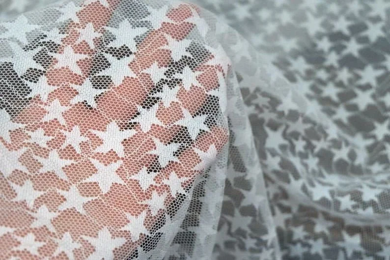 Black White Soft Star Embroide - Embroidery Veil ulasan dan harga