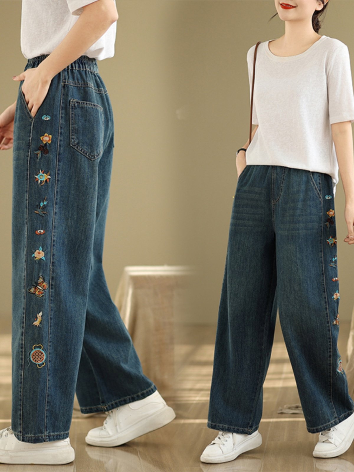 Flower Embroidery Women's Deni - Embroidery Unique Design ulasan dan harga