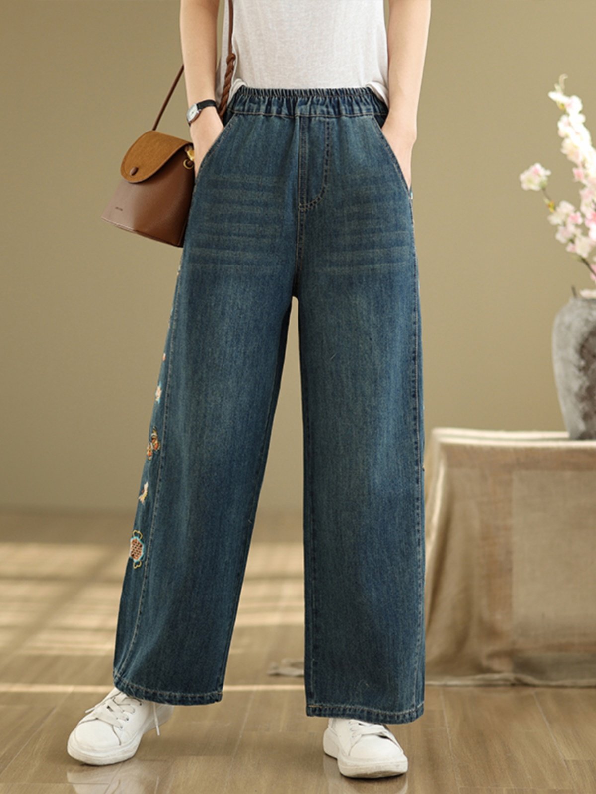 Flower Embroidery Women's Deni - Embroidery Unique Design ulasan dan harga