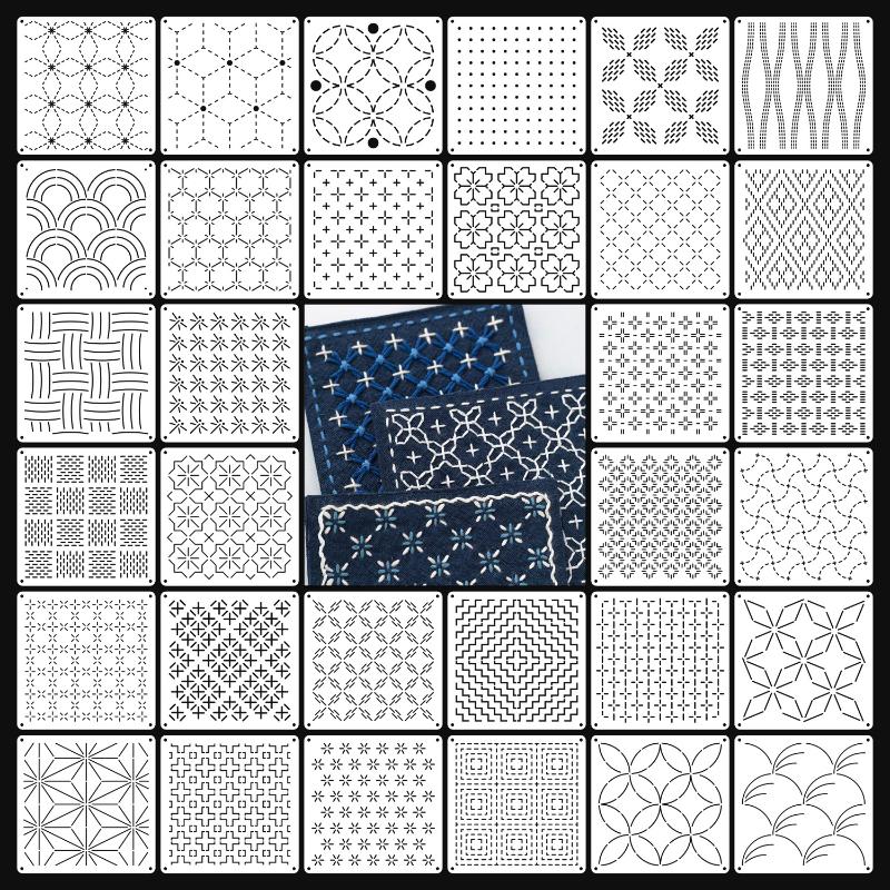 [J]9/32Pcs Sashiko Embroidery  - Embroidery Motif ulasan dan harga