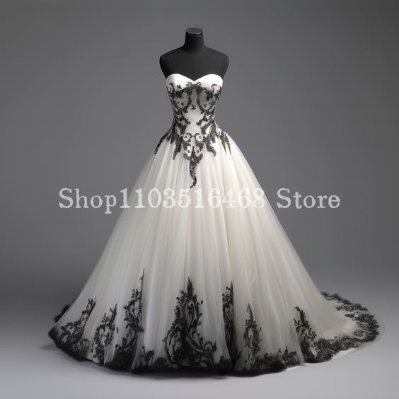 Black White Gothic Embroidered - Embroidery White Dress ulasan dan harga