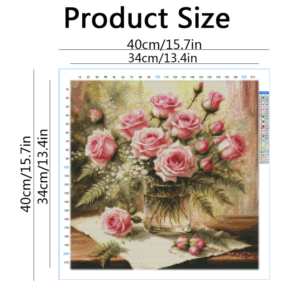 HUACAN Cross Stitch Kits Rose  - Embroidery Job ulasan dan harga