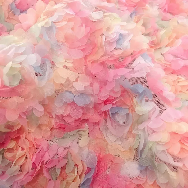 3d chiffon rose flower lace fa - Embroidery Veil ulasan dan harga