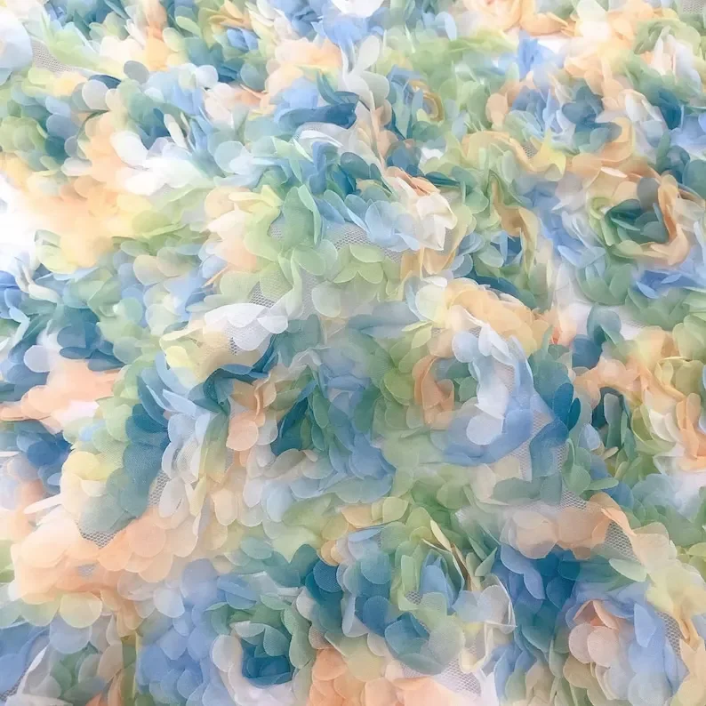 3d chiffon rose flower lace fa - Embroidery Veil ulasan dan harga