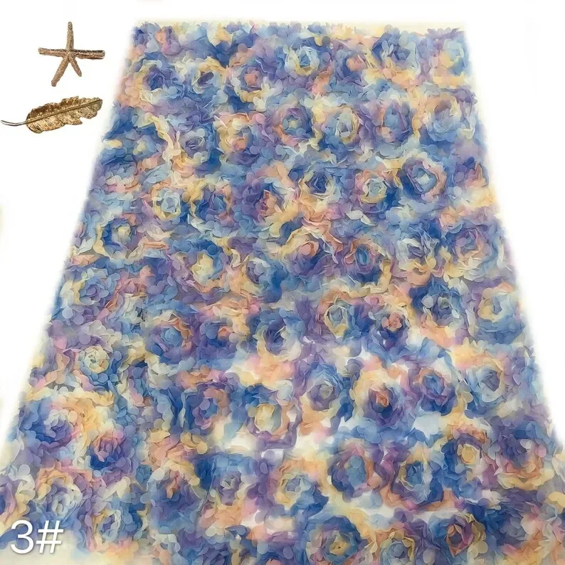 3d chiffon rose flower lace fa - Embroidery Veil ulasan dan harga
