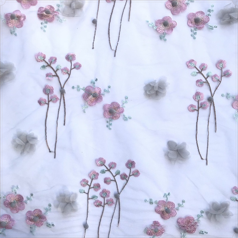 3D Stereo Floral Embroidery Tu - Embroidery Veil ulasan dan harga