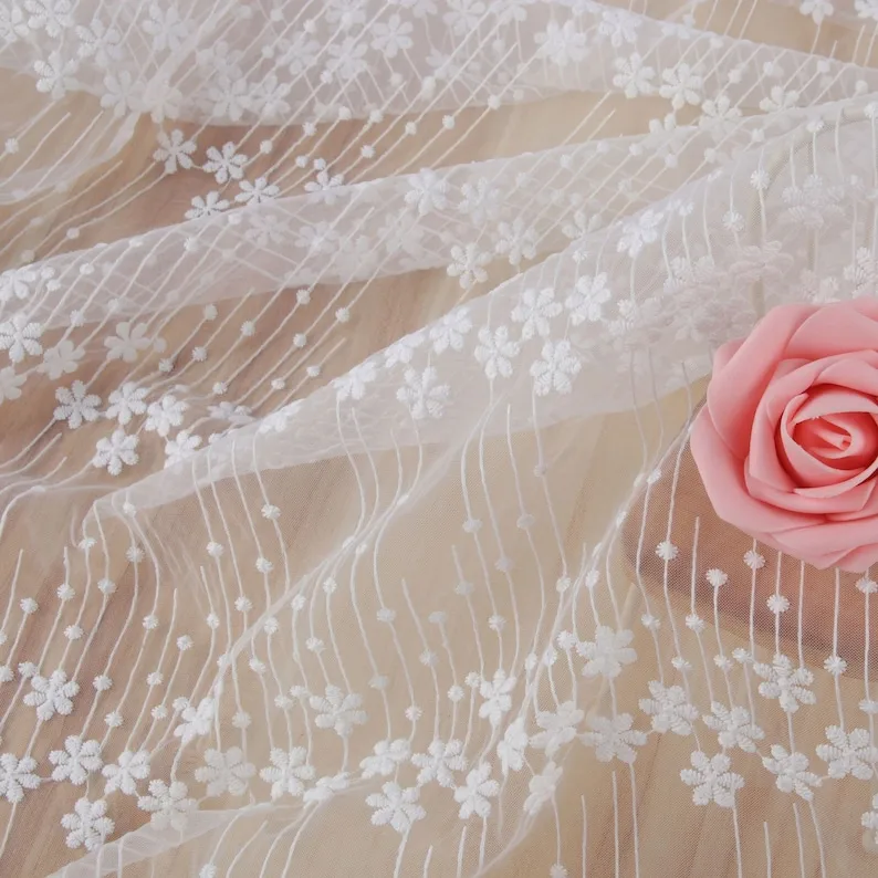 1 yard flower embroidery Lace  - Embroidery Veil ulasan dan harga