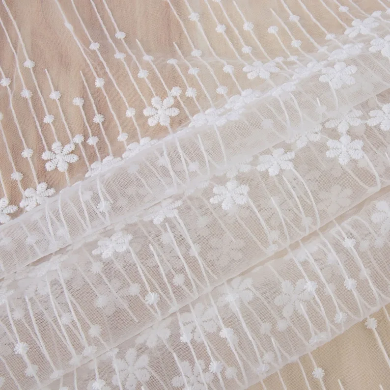1 yard flower embroidery Lace  - Embroidery Veil ulasan dan harga