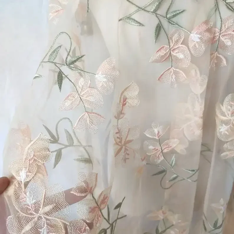 Beautiful Flower Lace fabric A - Embroidery Veil ulasan dan harga