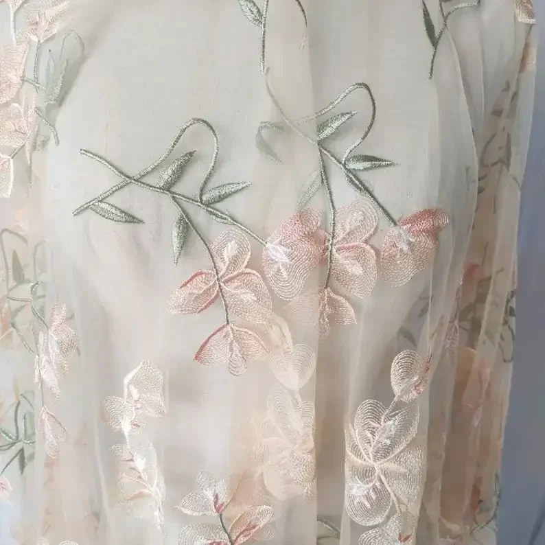 Beautiful Flower Lace fabric A - Embroidery Veil ulasan dan harga