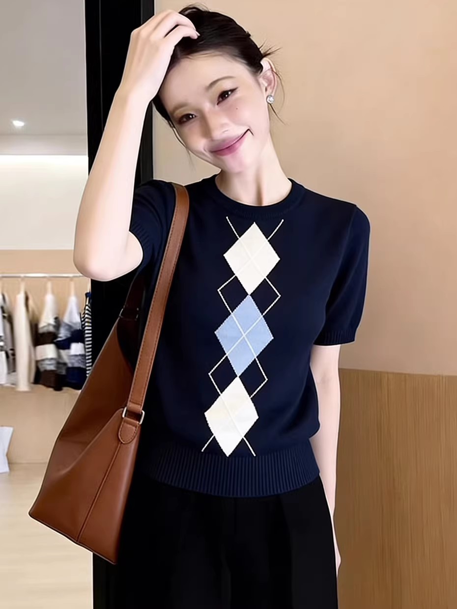 Unique Design Blue Knitted rou - Embroidery Unique Design ulasan dan harga