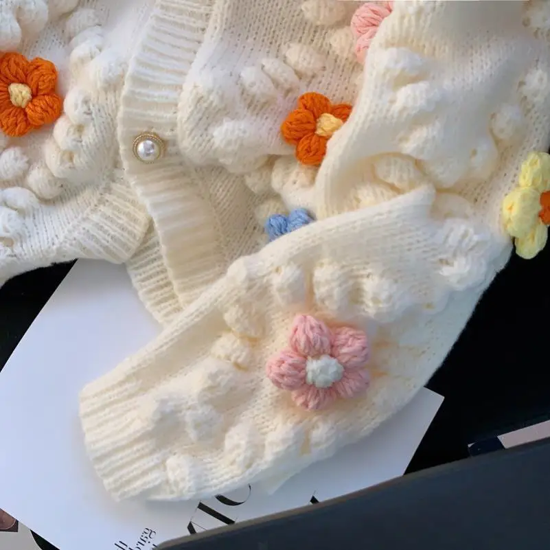 Kawaii Sweater 3D Flower Embro - Embroidery Thread Yarn ulasan dan harga