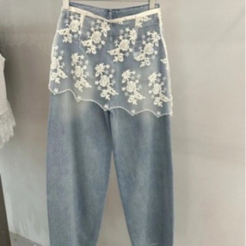 Jeans Decor Lace Fart Curtain  - Embroidery Apron ulasan dan harga