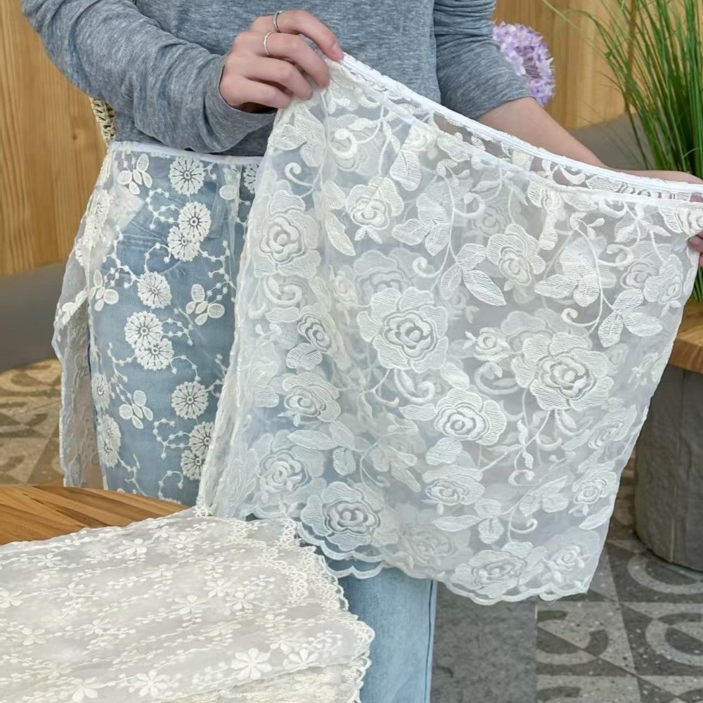 Jeans Decor Lace Fart Curtain  - Embroidery Apron ulasan dan harga