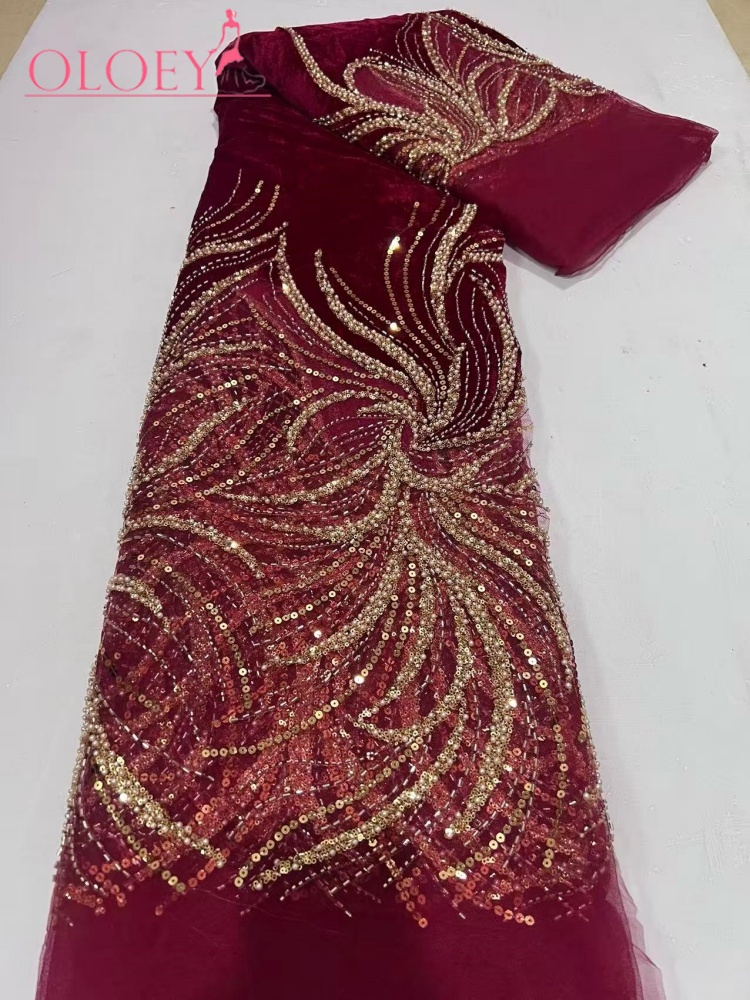 OLOEY  Luxury  Wedding Dress N - Velvet Fabric Embroidery ulasan dan harga