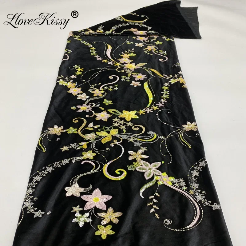New Autumn And Winter Black Ve - Velvet Fabric Embroidery ulasan dan harga