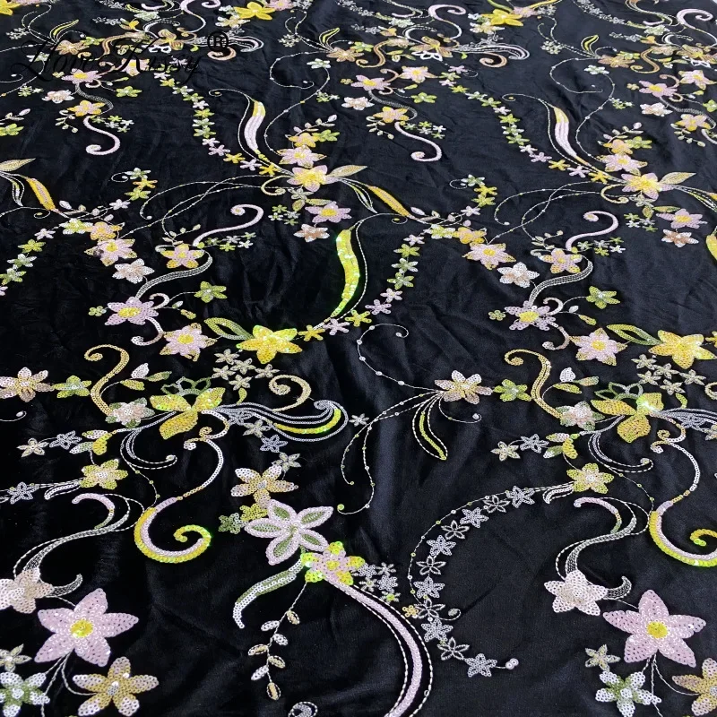 New Autumn And Winter Black Ve - Velvet Fabric Embroidery ulasan dan harga