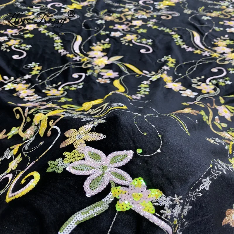 New Autumn And Winter Black Ve - Velvet Fabric Embroidery ulasan dan harga